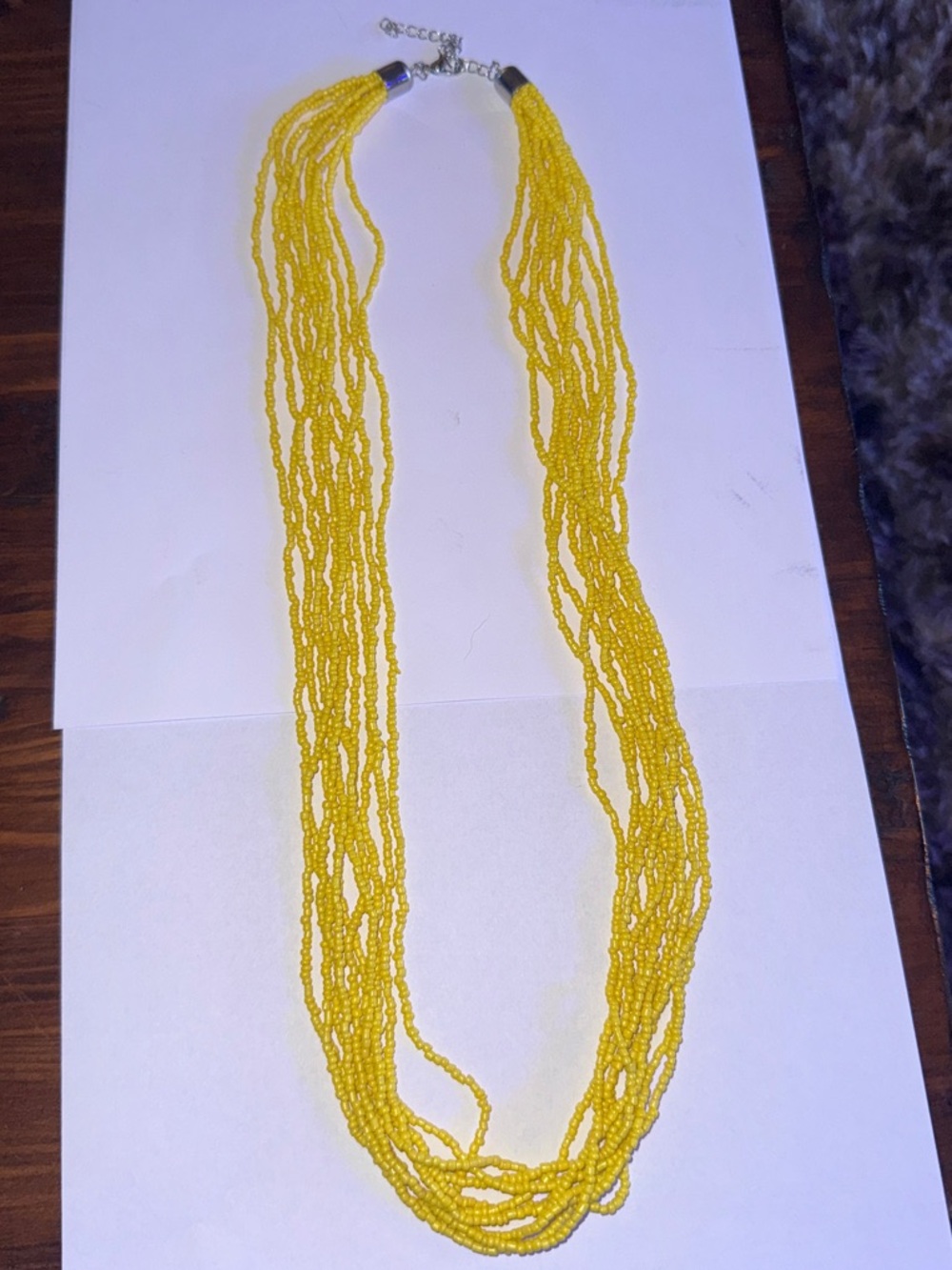 Yellow Multi-Strand Beaded Necklace - Brand Unspecified